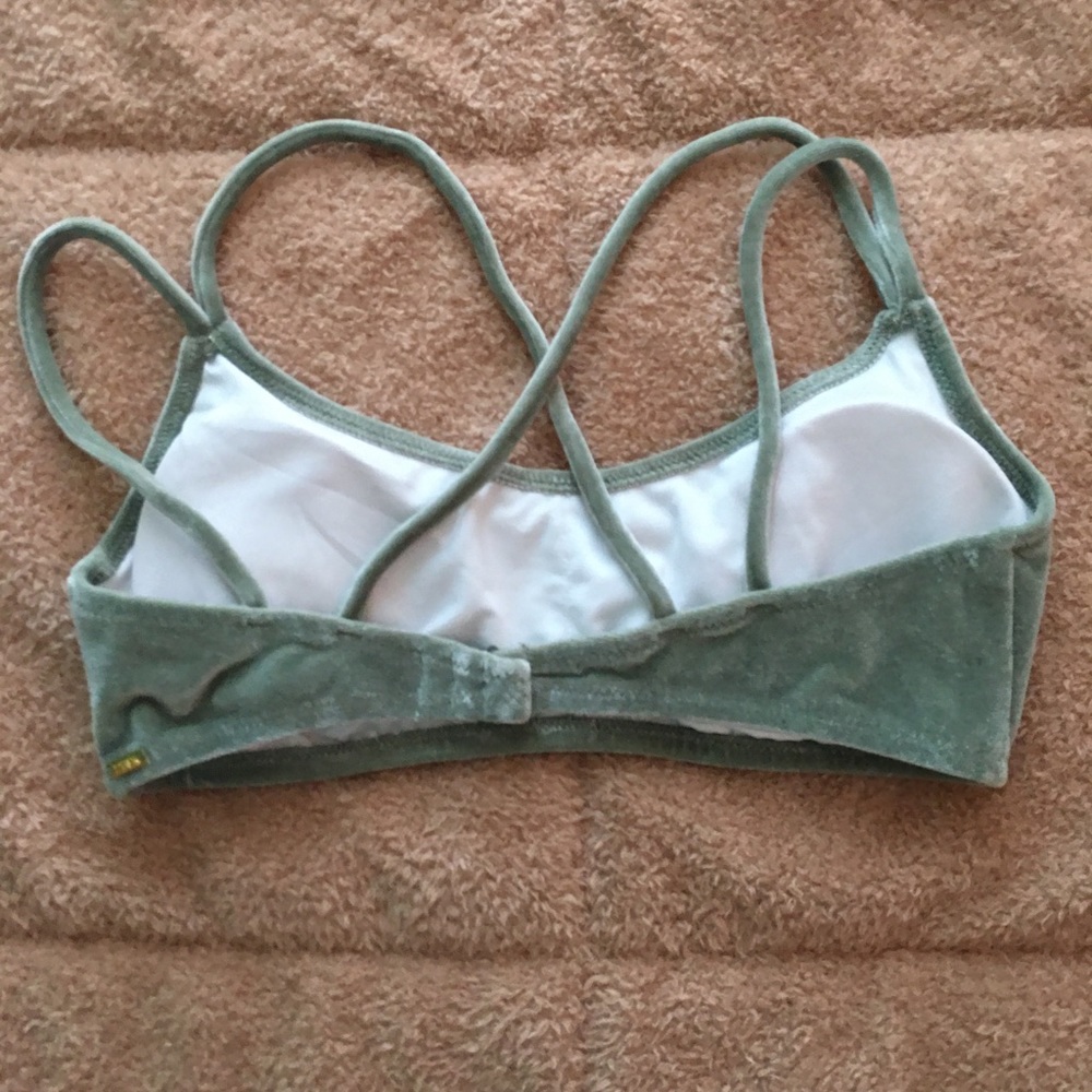 PINK green velvet bikini top - Picture 2 of 3